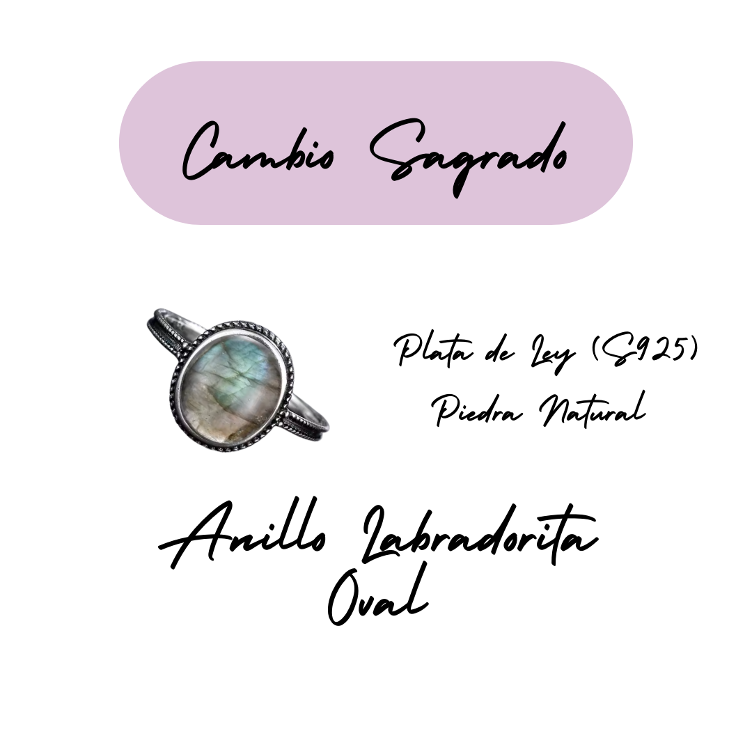 Anillo Labradorita Oval - Cambio Sagrado - Plata de Ley