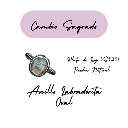 Anillo Labradorita Oval - Cambio Sagrado - Plata de Ley