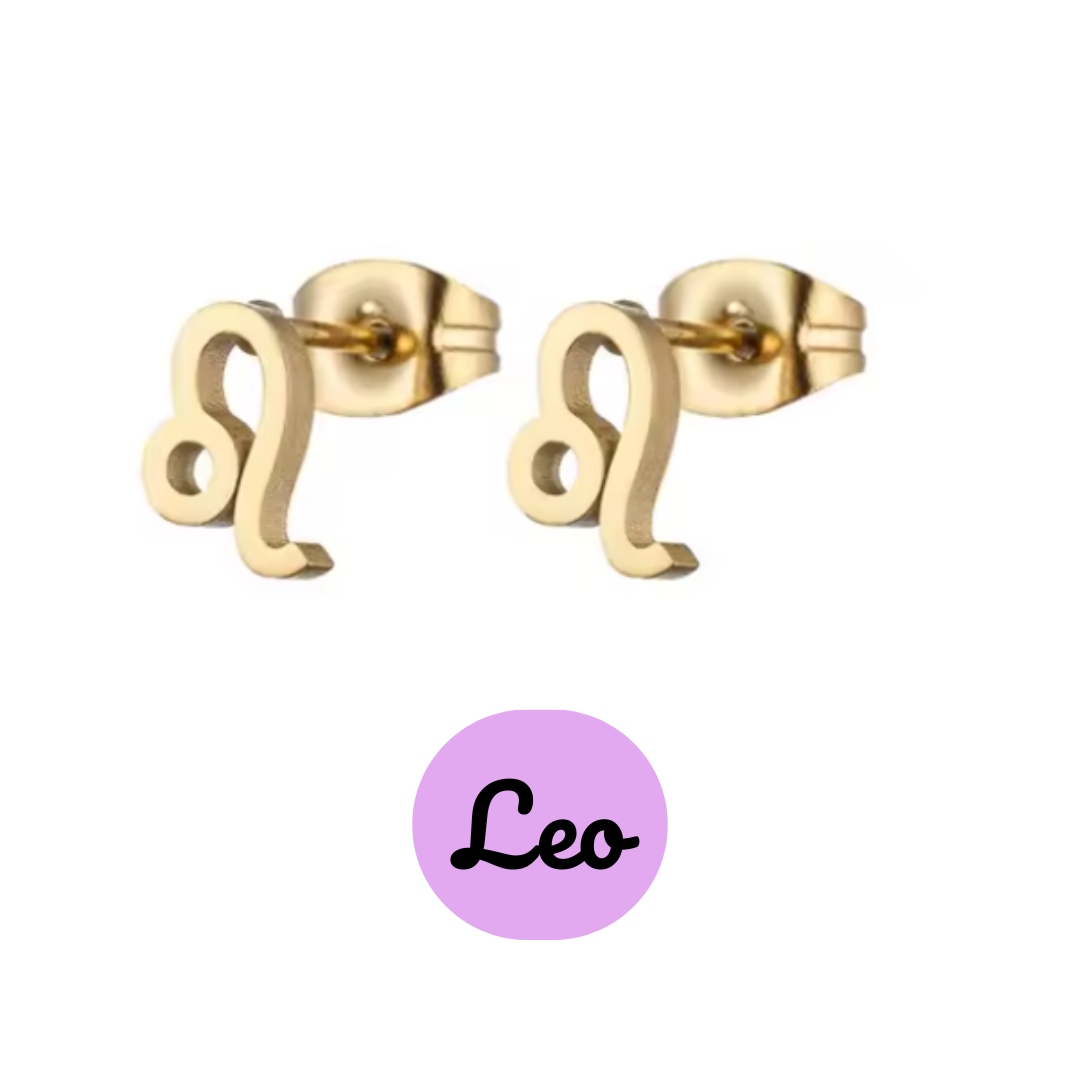 Pendientes Pequeños con Símbolo del Zodiaco de Acero Inoxidable