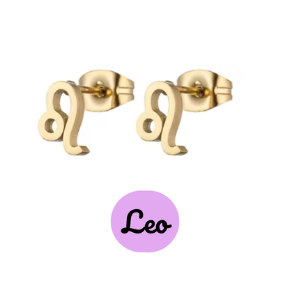 Pendientes Pequeños con Símbolo del Zodiaco de Acero Inoxidable