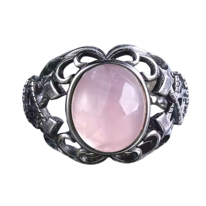 Anillo Cuarzo Rosa Oval - Calma Interior - Plata de Ley