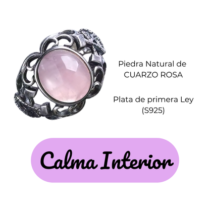 Anillo Cuarzo Rosa Oval - Calma Interior - Plata de Ley