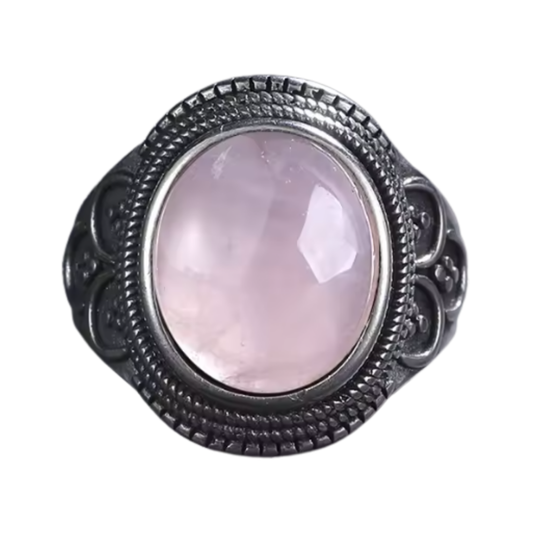 Anillo Cuarzo Rosa Oval - Resplandor Emocional - Plata de Ley