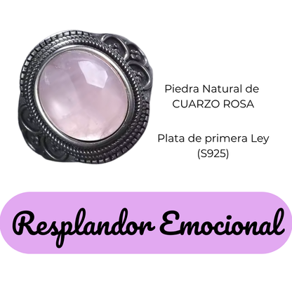 Anillo Cuarzo Rosa Oval - Resplandor Emocional - Plata de Ley