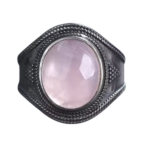 Anillo Cuarzo Rosa Oval - Serenidad Rosa - Plata de Ley