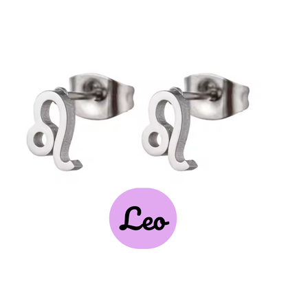Pendientes Pequeños con Símbolo del Zodiaco de Acero Inoxidable