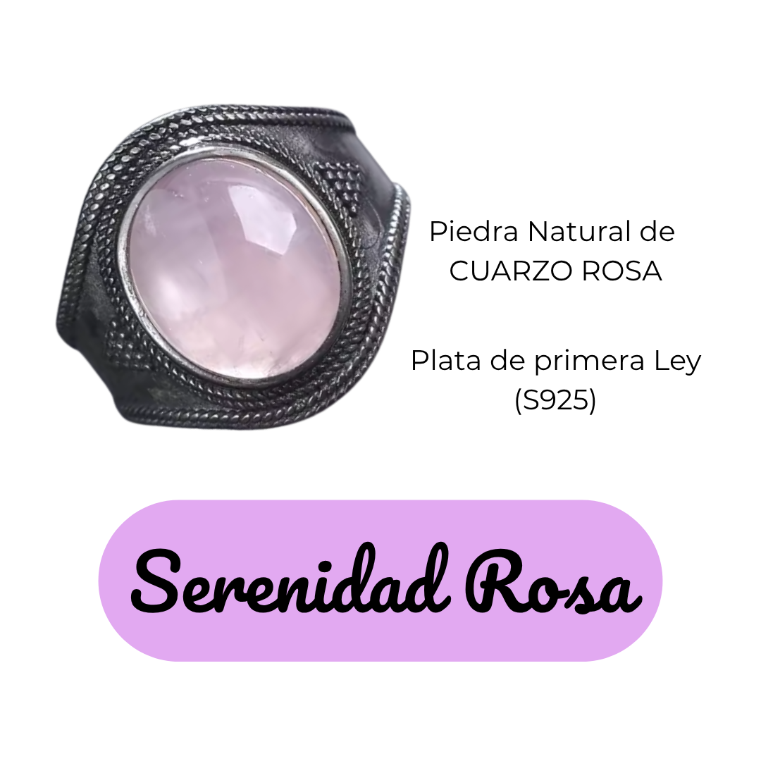 Anillo Cuarzo Rosa Oval - Serenidad Rosa - Plata de Ley