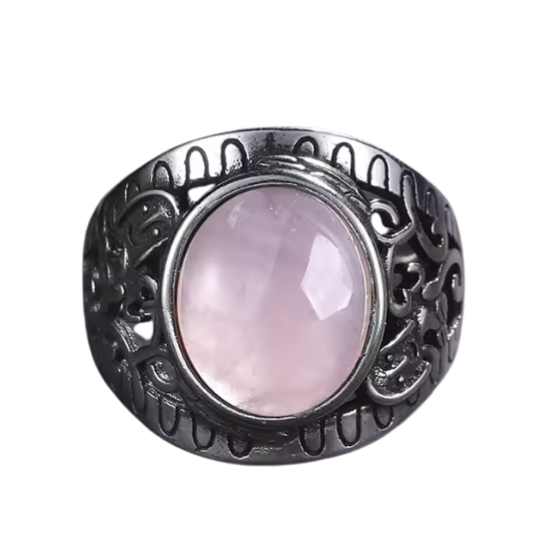 Anillo Cuarzo Rosa Oval - Confianza Cósmica - Plata de Ley