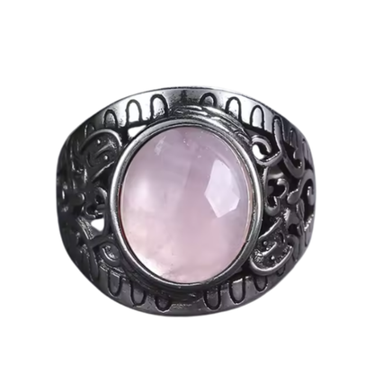 Anillo Cuarzo Rosa Oval - Confianza Cósmica - Plata de Ley