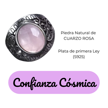 Anillo Cuarzo Rosa Oval - Confianza Cósmica - Plata de Ley