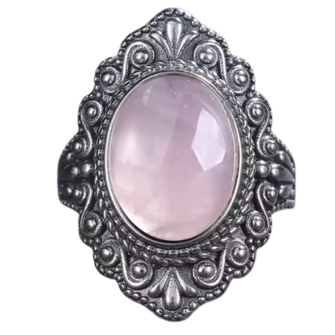 Anillo Cuarzo Rosa Oval - Plenitud Emocional - Plata de Ley