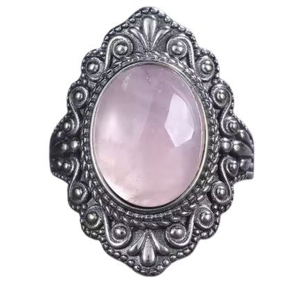 Anillo Cuarzo Rosa Oval - Plenitud Emocional - Plata de Ley