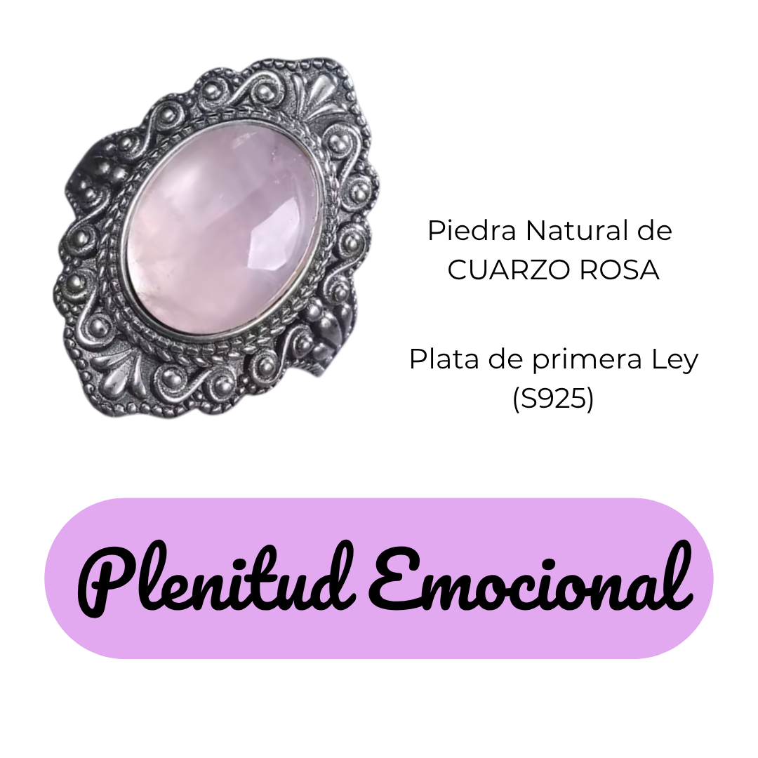 Anillo Cuarzo Rosa Oval - Plenitud Emocional - Plata de Ley