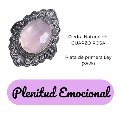 Anillo Cuarzo Rosa Oval - Plenitud Emocional - Plata de Ley