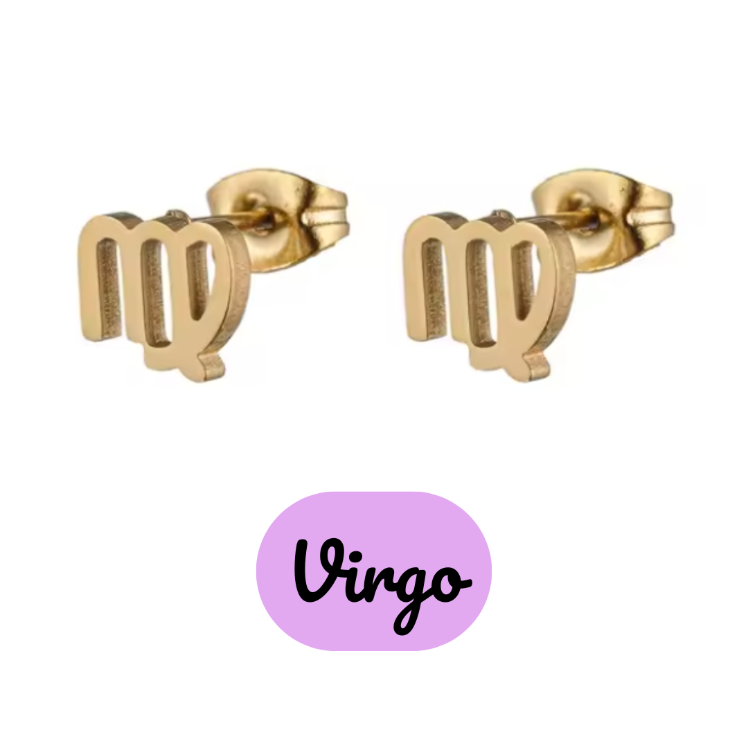 Pendientes Pequeños con Símbolo del Zodiaco de Acero Inoxidable