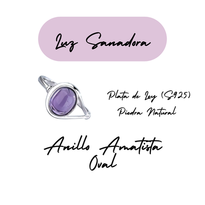 Anillo Amatista Oval - Luz Sanadora - Plata de Ley