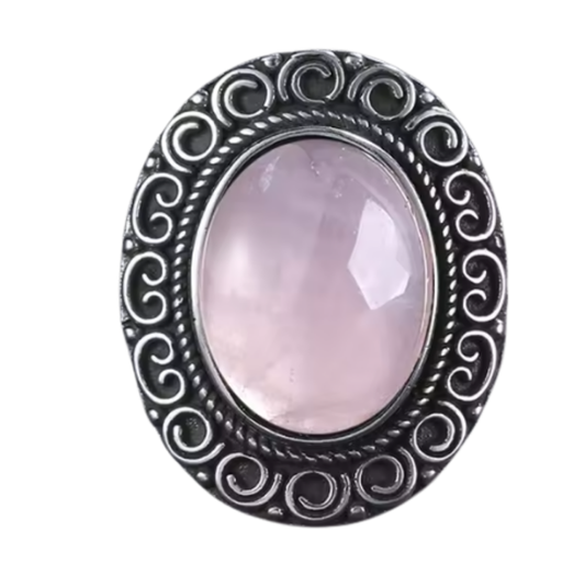 Anillo Cuarzo Rosa Oval - Paz Luminosa - Plata de Ley