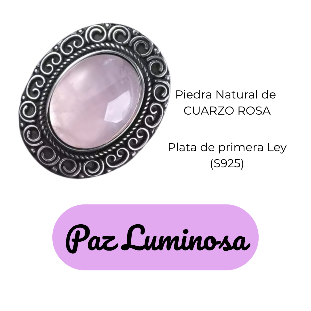Anillo Cuarzo Rosa Oval - Paz Luminosa - Plata de Ley