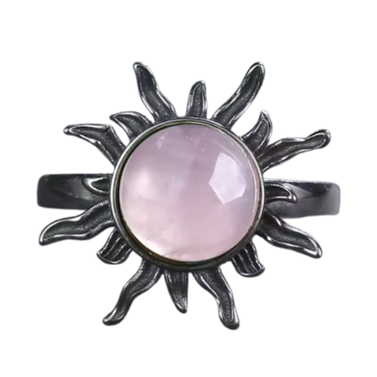 Anillo Cuarzo Rosa Redondo - Claridad Interior - Plata de Ley