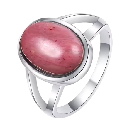 Anillo Rodonita Oval - Fuerza Interior - Plata de Ley