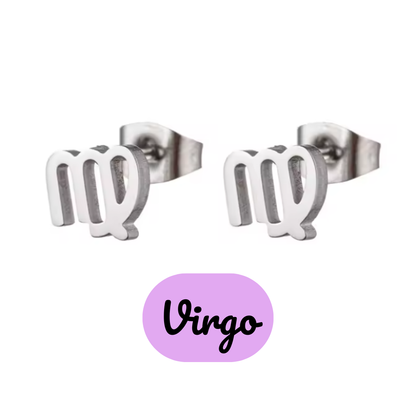 Pendientes Pequeños con Símbolo del Zodiaco de Acero Inoxidable
