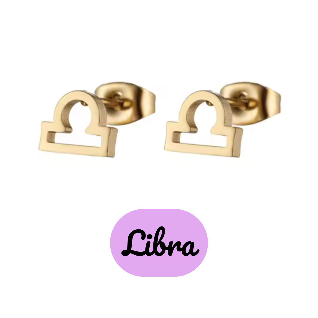 Pendientes Pequeños con Símbolo del Zodiaco de Acero Inoxidable
