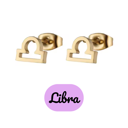 Pendientes Pequeños con Símbolo del Zodiaco de Acero Inoxidable