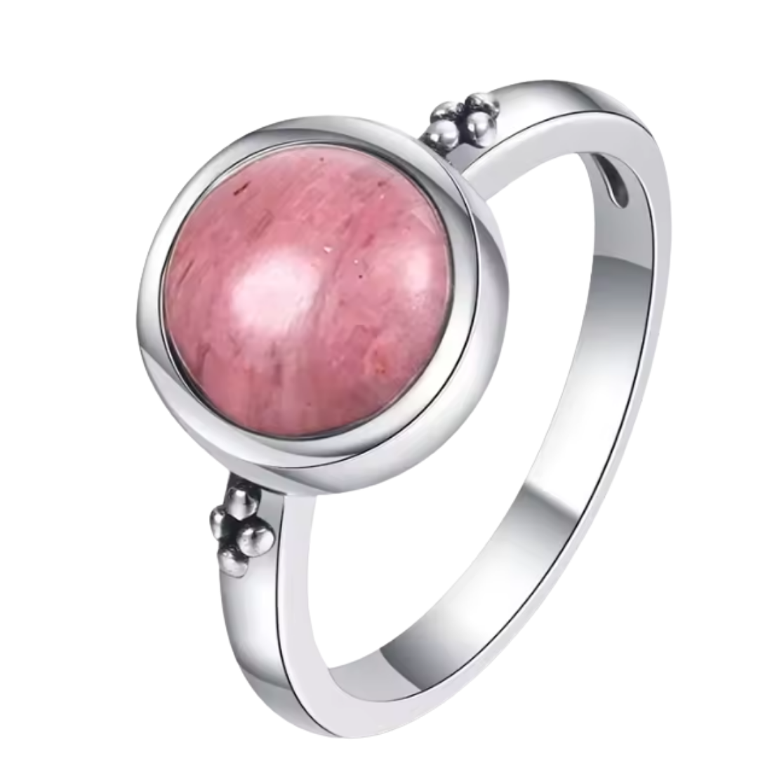 Anillo Rodonita Redondo - Armonía Luminosa - Plata de Ley