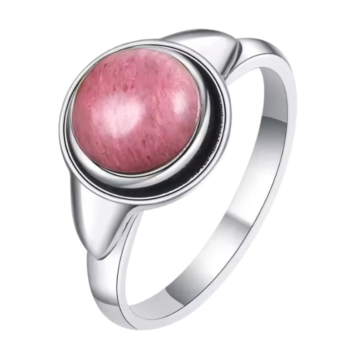 Anillo Rodonita Redondo - Esencia de Calma - Plata de Ley