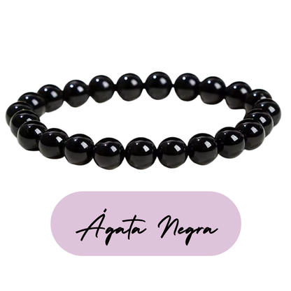 Pulsera de cuentas - Piedras Naturales Ágata Negra