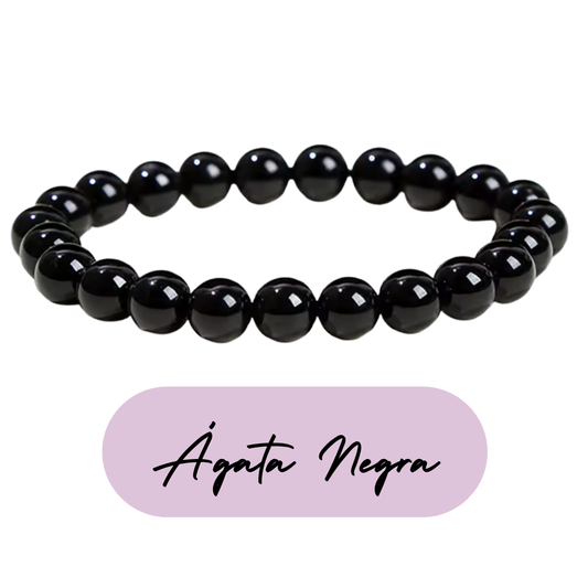 Pulsera de cuentas - Piedras Naturales Ágata Negra