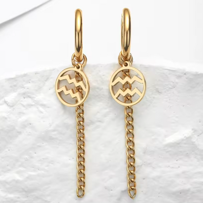 Pendientes Largos con Símbolo del Zodiaco