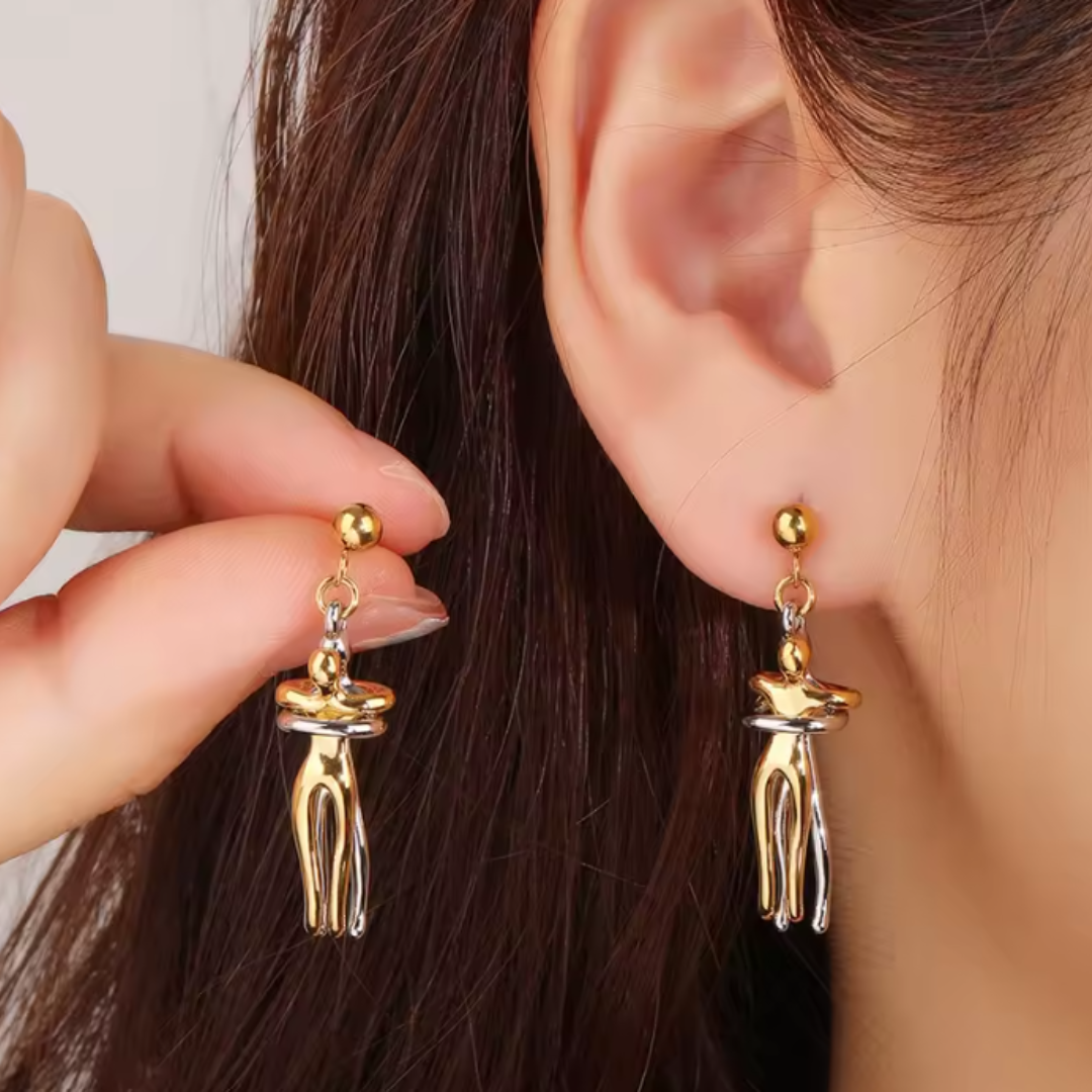 Pendientes de Acero Inoxidable con Abrazo de Amor