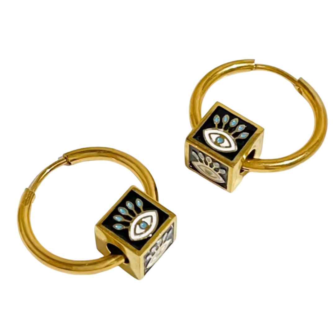 Pendientes de Aro de Acero Inoxidable con Ojo Turco