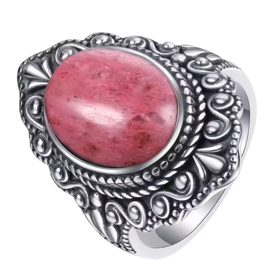 Anillo Rodonita Oval - Abrazo Interior - Plata de Ley