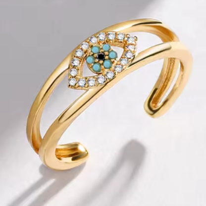 Anillo Doble de Acero Inoxidable con Ojo Turco