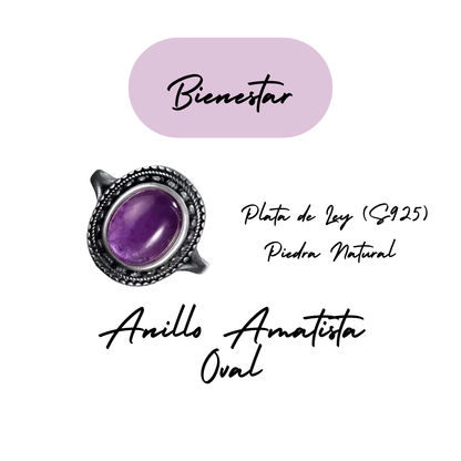 Anillo Amatista Oval - Bienestar - Plata de Ley