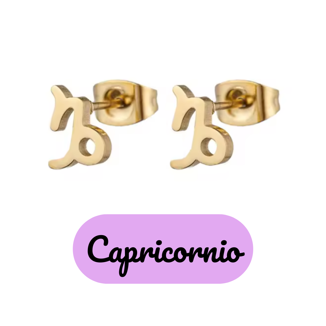 Pendientes Pequeños con Símbolo del Zodiaco de Acero Inoxidable