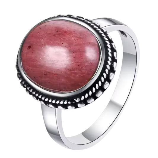Anillo Rodonita Oval - Equilibrio Divino - Plata de Ley