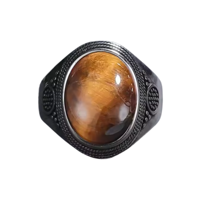 Anillo Ojo de Tigre Oval - Norte de Enfoque - Plata de Ley