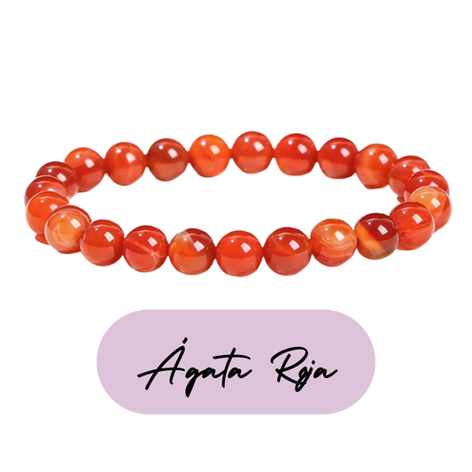 Pulsera de cuentas - Piedras Naturales Ágata Roja