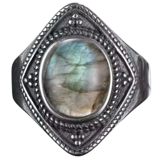 Anillo Labradorita Oval - Luz de Cambio - Plata de Ley