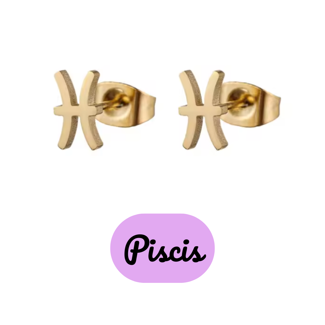 Pendientes Pequeños con Símbolo del Zodiaco de Acero Inoxidable