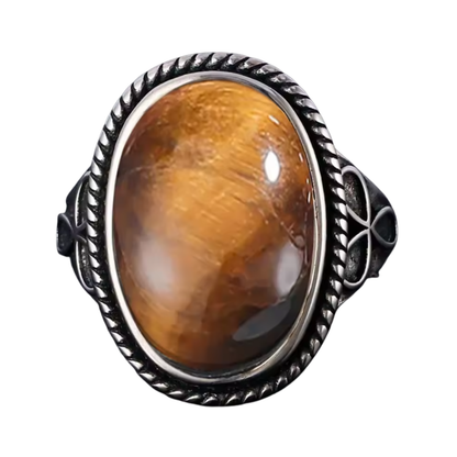 Anillo Ojo de Tigre Oval - Confianza Invicta - Plata de Ley