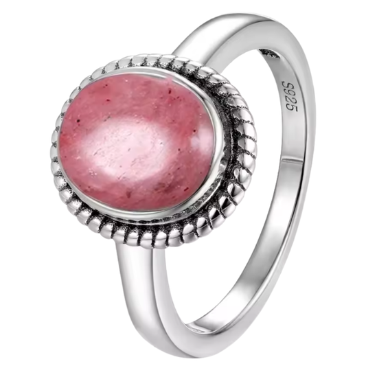 Anillo Rodonita Oval - Susurro de Paz - Plata de Ley