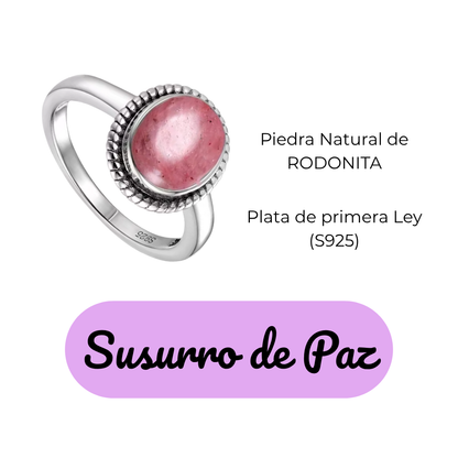 Anillo Rodonita Oval - Susurro de Paz - Plata de Ley
