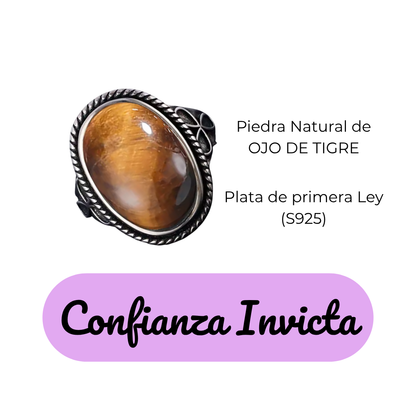 Anillo Ojo de Tigre Oval - Confianza Invicta - Plata de Ley