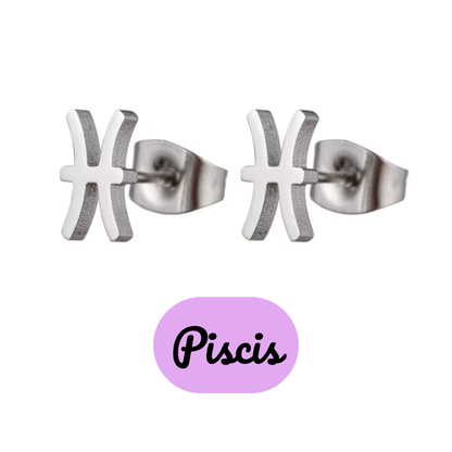Pendientes Pequeños con Símbolo del Zodiaco de Acero Inoxidable