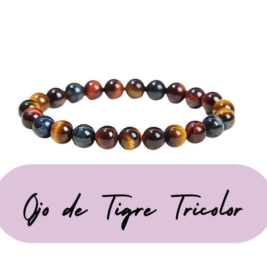 Pulsera de cuentas - Piedras Naturales Ojo de Tigre Tricolor