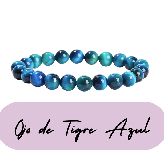 Pulsera de cuentas - Piedras Naturales Ojo de Tigre Azul - Ojo de Halcón
